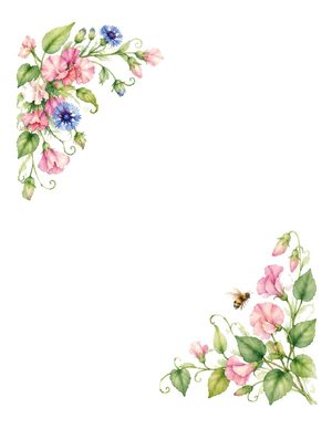 Sweet Pea and Cornflower folded note card