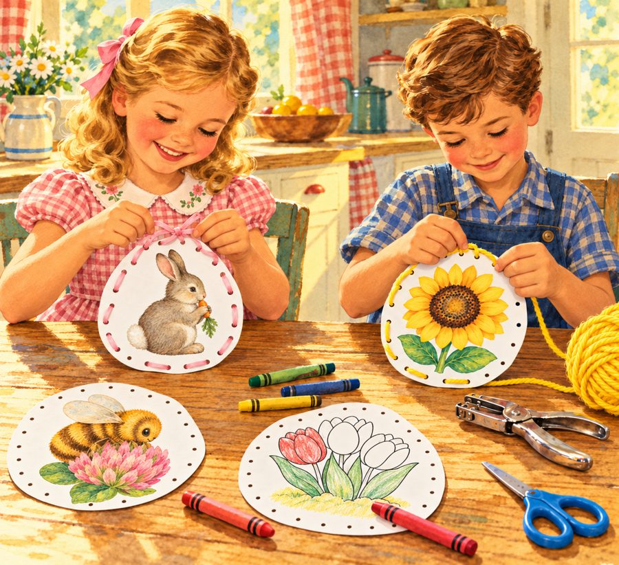 Free printable garden lacing cards for kids