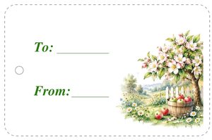 Free printable gift tag with an apple orchard picture