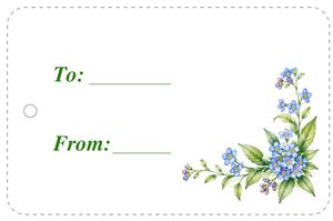 Free printable gift tag with blue forget-me-not flowers