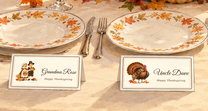 Free printable Thanksgiving and Christmas place cards