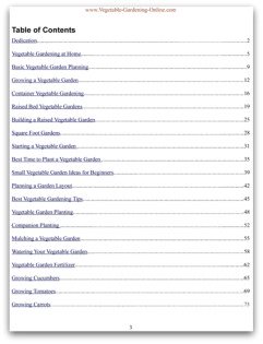 table of contents